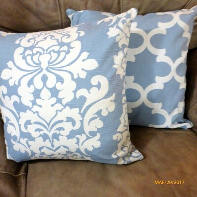 Cashmere Blue pillow cover, Premier Prints pillow cover, Steel Blue Damask pillow cover - image2